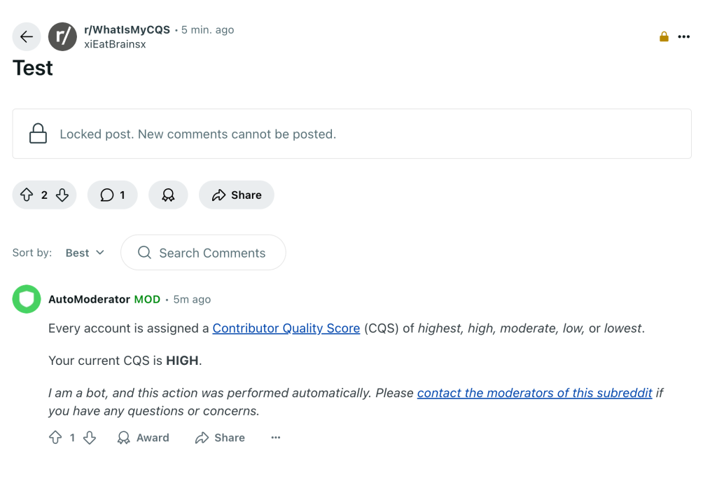 account with high cqs account with high cqs